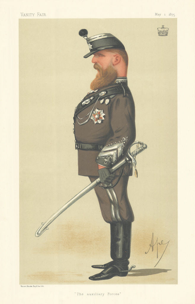 VANITY FAIR SPY CARTOON William Coutts Keppel 'The auxiliary Forces' 1875